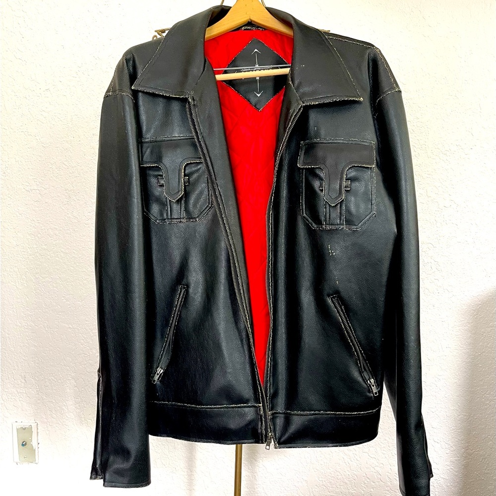 POSITANO man’s black faux leather jacket. Size M